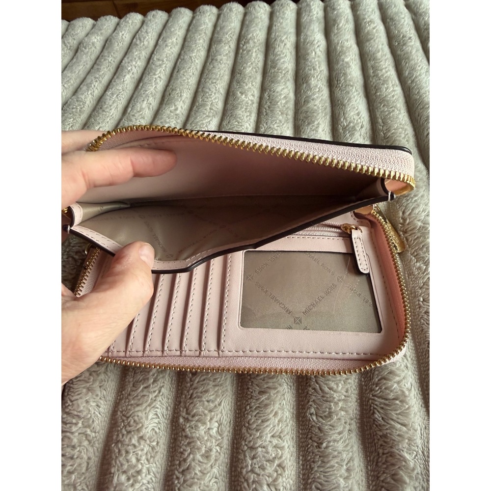 Michael Kors Jet Set Travel Large Flat Smartphone Wallet Blossom Pink Leather - Picture 5 of 13